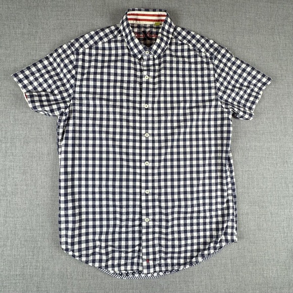 Robert Graham Other - Robert Graham X Shirt Mens Large Blue Check Button Up Short Sleeve Tailored Fit